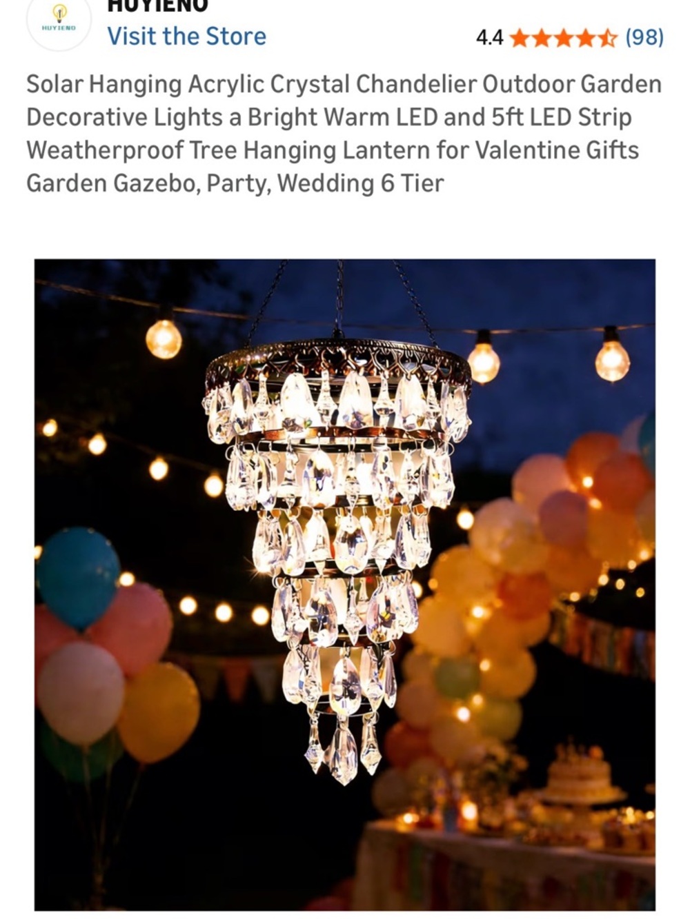 Clear Crystal Solar Hanging Chandelier - Clear